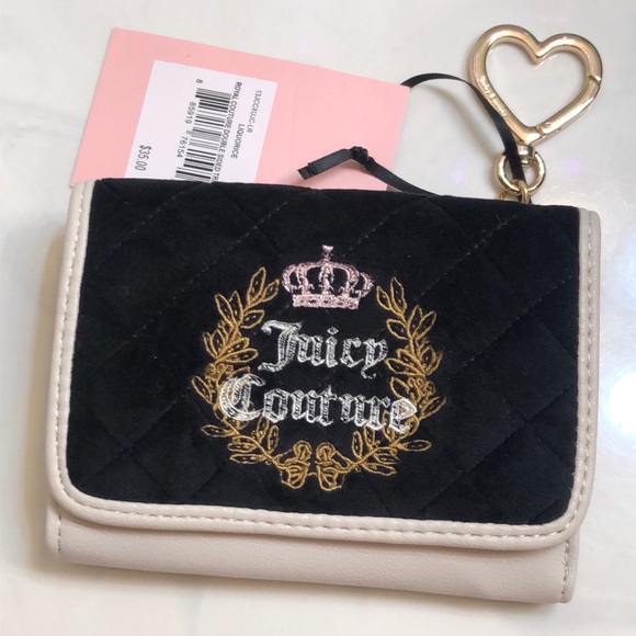 Juicy Couture Liquorice & Angel Royal Couture Double Sided Trifold Wallet NWT - Picture 1 of 16